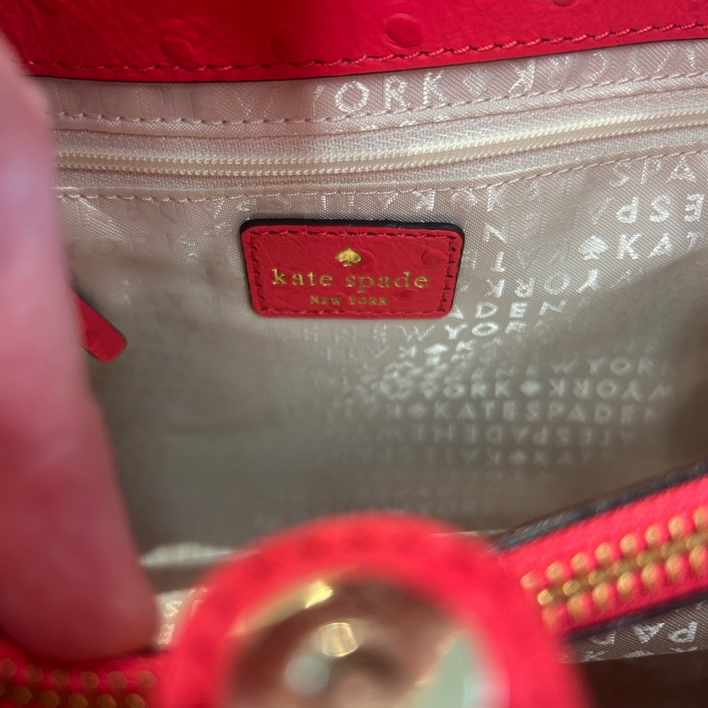 Kate Spade Story Book Ostrich Embossed Desert Rose Crossbody 12”x 8.25”x 3.5”NWT - Picture 7 of 8
